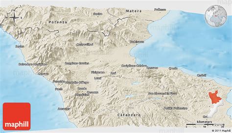 Shaded Relief Panoramic Map of Cosenza