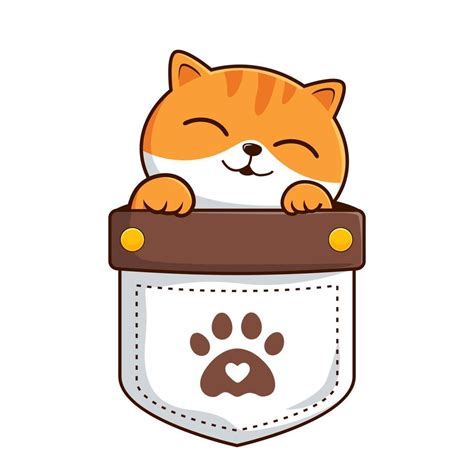 Cute Cat In Pocket Tabby Orange White Pussy Cat Hide In Pouch 20193096 Vector Art At Vecteezy