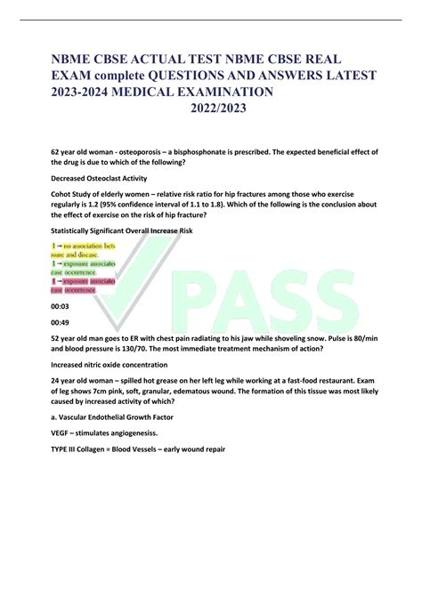 Nbme Cbse Actual Test Nbme Cbse Real Exam Complete Questions And