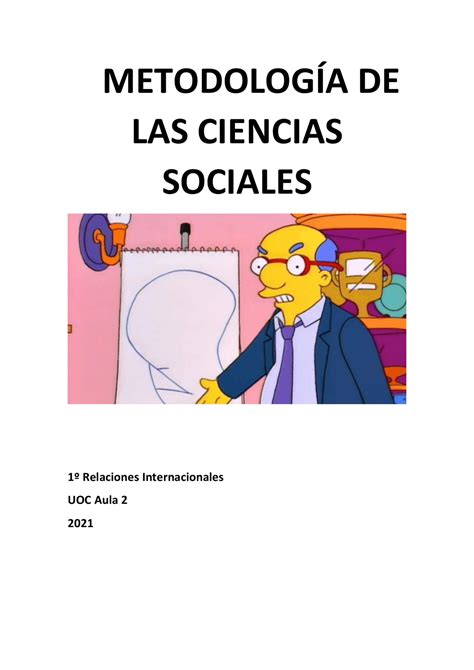 Metodología De Las Ciencias Sociales Docsity