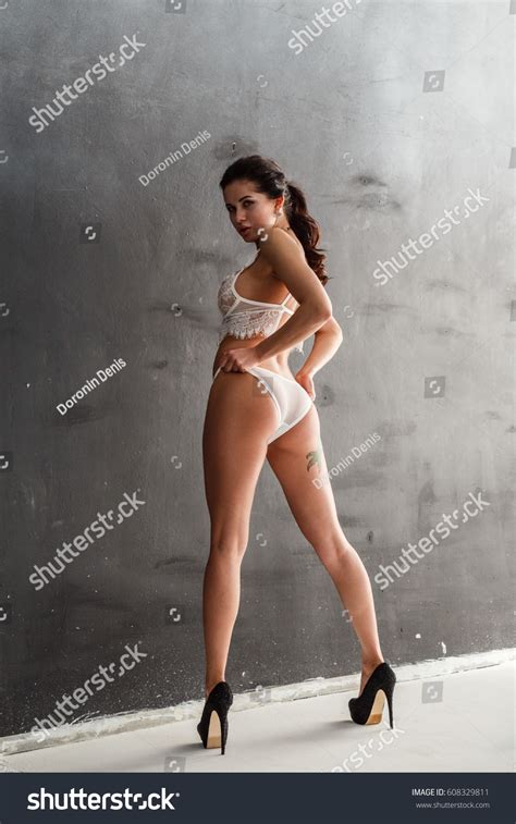 Beautiful Brunette Girl Sexy Underwear Posing Stock Photo 608329811 Shutterstock