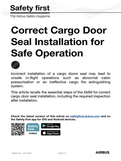 correct cargo door seal installation  safe operation