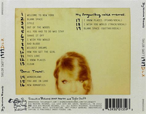 Taylor Swift Cd Back Cover