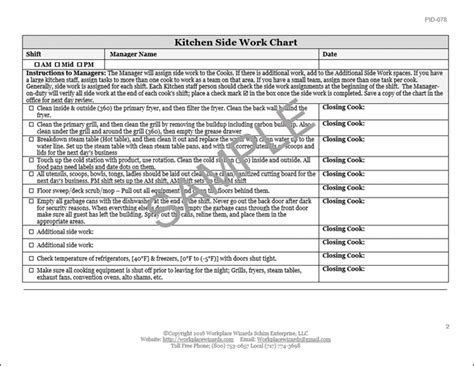 kitchen side work chart workplace wizards restaurant consulting