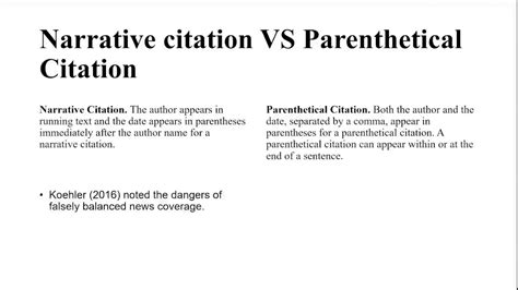 Narrative VS parenthetical citation - YouTube