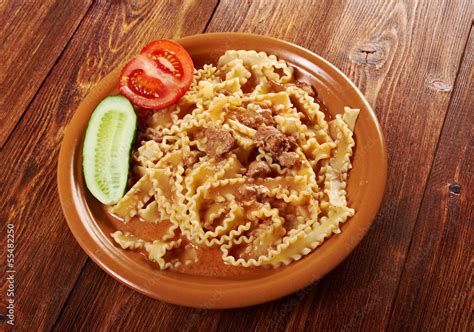 pasta mafalde with beef Stock Photo | Adobe Stock