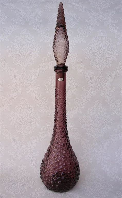 Beautiful Rare Plum Purple Vintage Glass Genie Bottle Genie Bottle