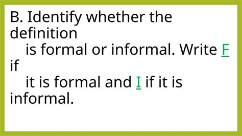 formal  informal definition  wordspptx