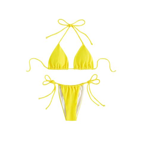 Neon Green Micro Bikini Set Piece Swimsuit Side Tie Etsy