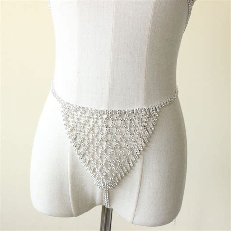 Erotic Sexy Hollow Out Rhinestone Necklace Bikini Diamante Etsy