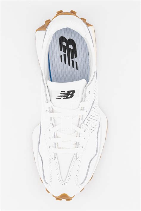 New Balance, Спортни обувки с кожа 327, Бял, 7 - eMAG.bg