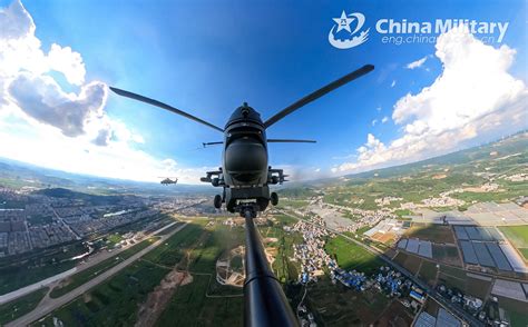 Helicopters Take Off In Real Combat Flight Training Exercise China