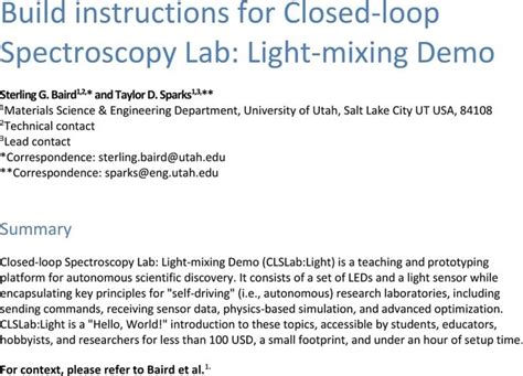 Build Instructions For Closed Loop Spectroscopy Lab Light Mixing Demo