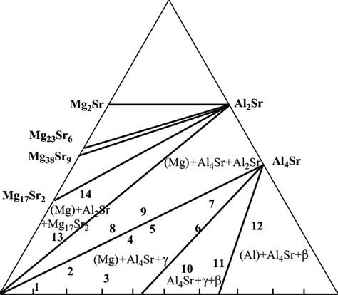 Mg Al Sr Ternary Isothermal Section At C Showing The Investigated