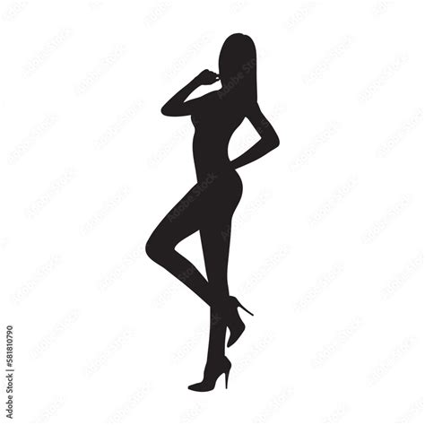 Sexy Girl Bikini Model Posing Gesture Vector Silhouette Stock Vector Adobe Stock