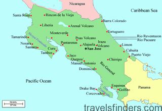 Usa To Costa Rica Map Travelsfinderscom