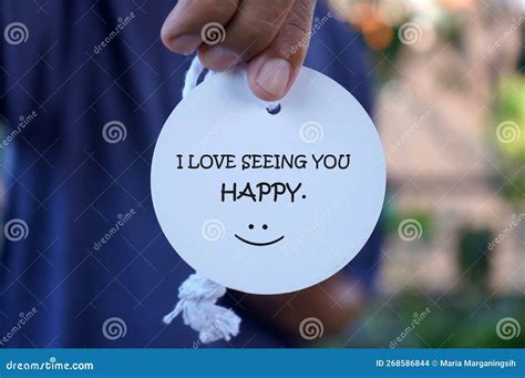 Person Showing Text On Label Paper In Hand I Love Seeing You Happy