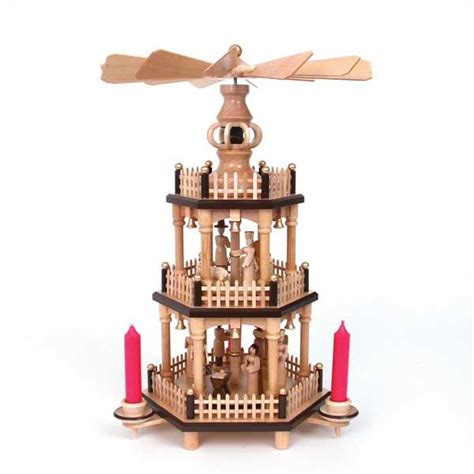 Natural 3 Tier Historical Christmas Pyramid By Flath German Christmas