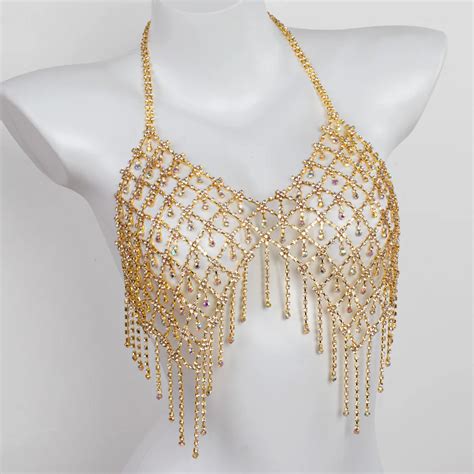 Bikini Strass Brust Kette Nachtclub M Dchen Fransen Ab Farbe Super Gro