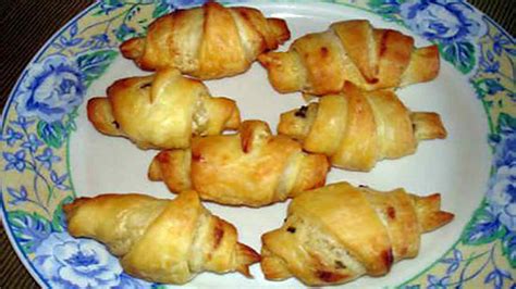 Mini croissants jambon crème fraiche et ciboulette Faciles et