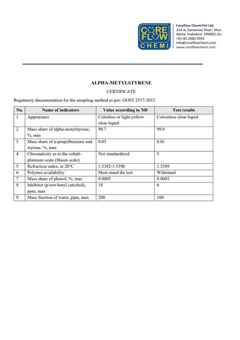alpha methyl styrene liquid  kg  vadodara id