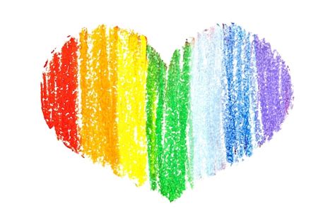 Premium Photo Rainbow Heart By Crayon Isolated On The White Background Gay Pride Colors