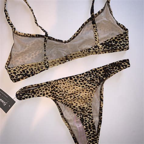 NWT Fierce S Vintage Cheetah Thong Bikini Depop