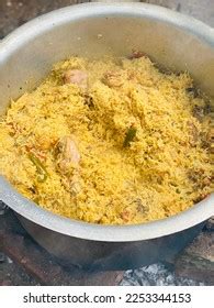 traditional indian chicken biryani preparation stock photo