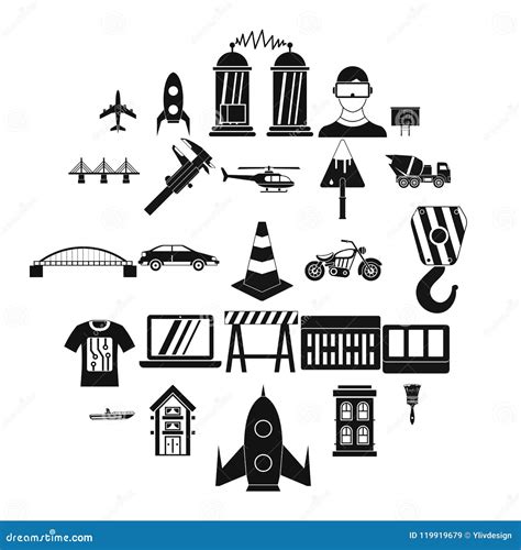 Draft Icons Set Simple Style Stock Vector Illustration Of Creative