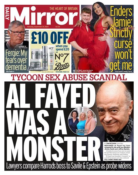 Daily Mirror Front Page 21st of September 2024 - Tomorrows Papers Today!