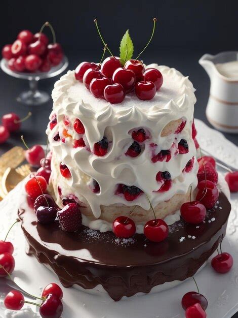 Premium Photo Naked Chocolate Cake With Berries