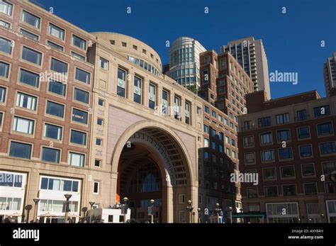 Rowes Wharf By Boston Harbor Boston Massachusetts Usa Stock Photo