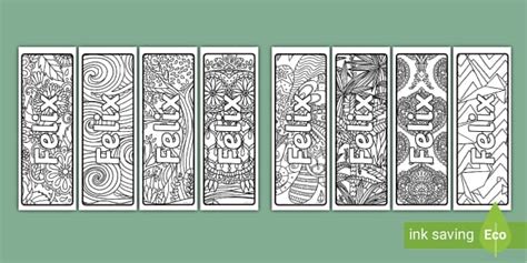 Free Felix Mindfulness Name Colouring Bookmarks Bookmarks Art