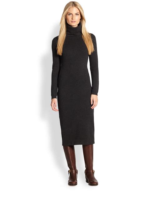 Lyst Ralph Lauren Black Label Cashmere Turtleneck Dress In Black