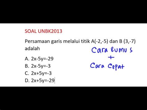 Rumus Persamaan Garis Melalui 2 Titik