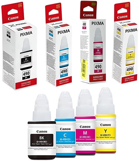 Чернила оригинальные объемом 3х70гр. 1х140гр. Canon Pixma GI-490 ...
