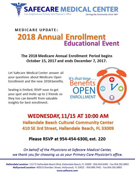 2018 Open Enrollment Educational Event Safecare Medical Center