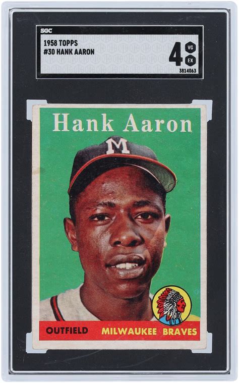 Hank Aaron Milwaukee Braves Topps Sgc Authenticated Card