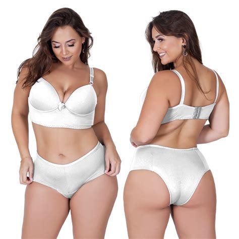 Conjunto Lingerie Plus Size 46 até 52 Microfibra Calcinha Modeladora Basic Confort Shopee Brasil