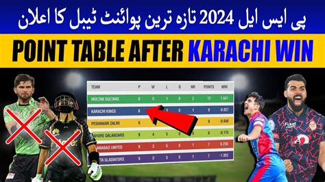 Point Table Psl Point Table After Karachi Kings Win Vs Peshawar