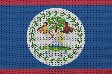Belize Flag Printed On A Polyester Nylon Sportswear Mesh Fabric Stock