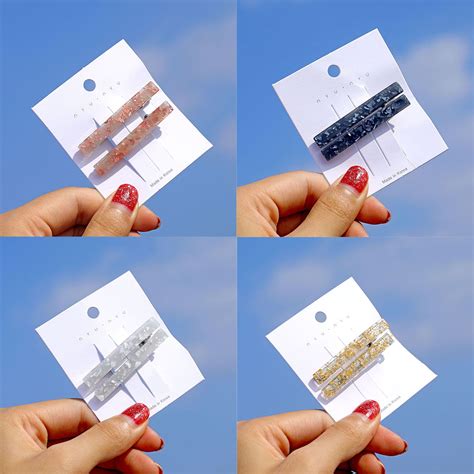 2 Pcsset Foil Gold Hair Clip Bangs Clip Side Hair Clip Korean Girl