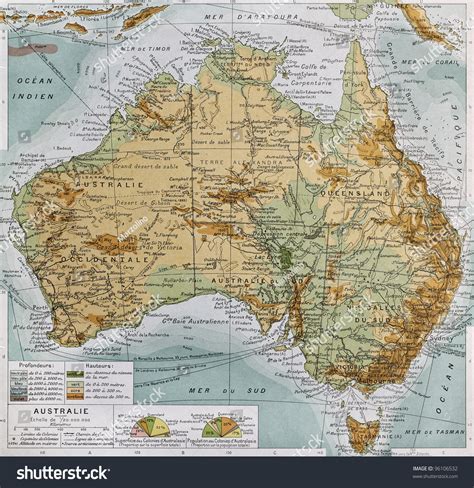 Australia Physical Map By Paul Vidal Stock Photo 96106532 | Shutterstock