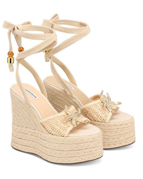 Naked Wolfe Woven Rope Wedge Sandals With Starfish Detail In Natural Lyst