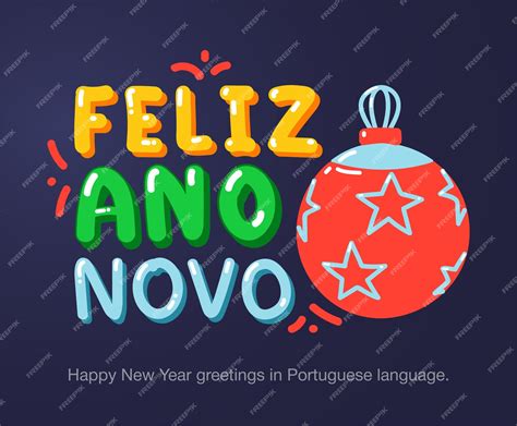 Premium Vector | Happy new year greetings in portuguese language in