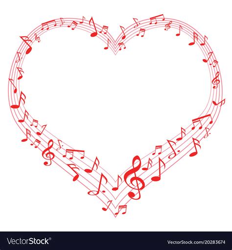 Music Of Love Music Notes In Heart Shape Vector Image