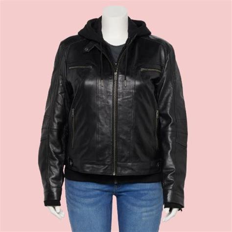 Plus Size Leather Jacket With Hood Airborne Jacket