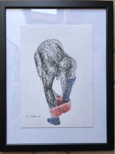 Black Ink On Paper Collectible Nude Male Nude Signed Gay Not Print