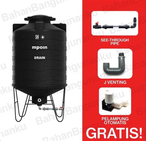 Jual TANGKI AIR TANDON AIR MPOIN TOREN SNI PLUS 1200 L DRAIN SERIES