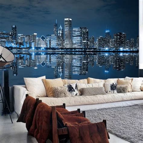 New York City Night View Wallpaper Wallpaper Mural USA | Etsy